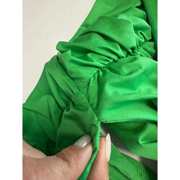 Fleur Du Mal Wrap Front Bodysuit in Peridot Green - Picture 8 of 9